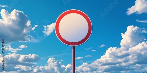 Empty Round Road Sign Sky Background photo