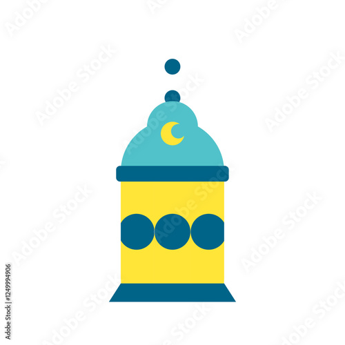 Minimalist flat design of a hanging Ramadhan lantern, representing Islam and Eid Fitri traditions.