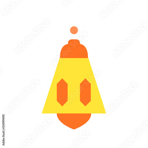 Flat design illustration of a decorative Ramadhan lantern with colorful details, representing Islamic spirituality and Eid celebrations.