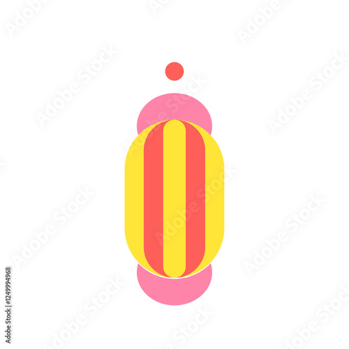 Minimalist flat illustration of a modern Eid lantern with vibrant colors, perfect for Islamic celebrations and decorative projects.