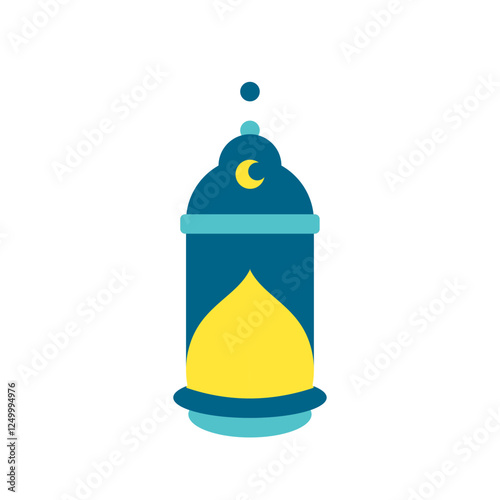 Flat design illustration of a traditional Eid Fitri lantern, perfect for festive and religious-themed visuals.