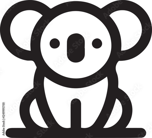 Simple koala logo on black and white background photo