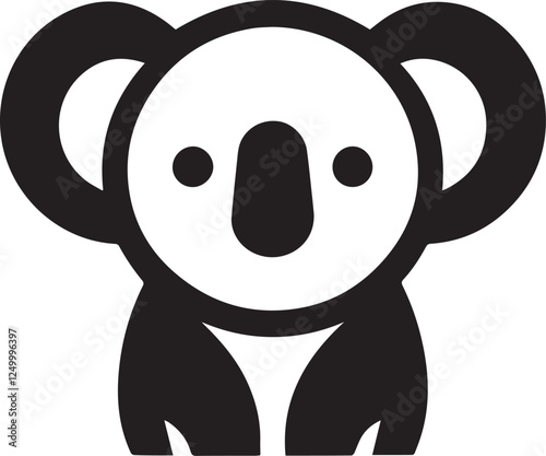 Simple koala logo on black and white background photo