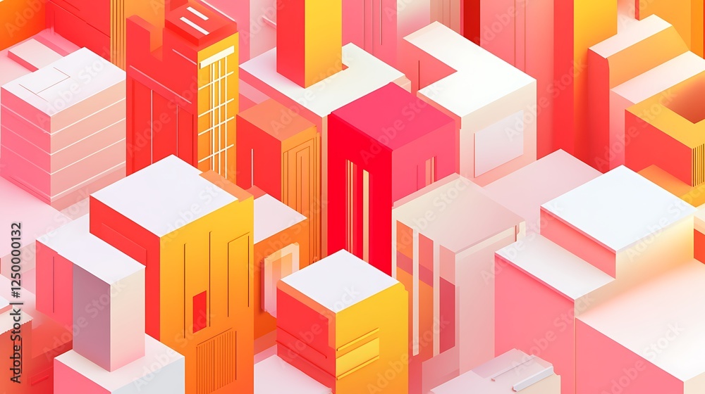 Abstract Cityscape Rendered in Warm Colors Abstract Cityscape Rendered in Warm Colors