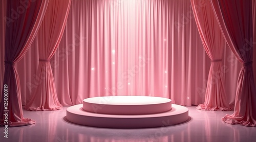 Event Stage Platform with Lighting and Curtains.