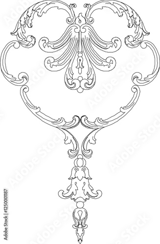 vector illustration silhouette sketch design ornament decoration carving detail classic ethnic vintage traditional 