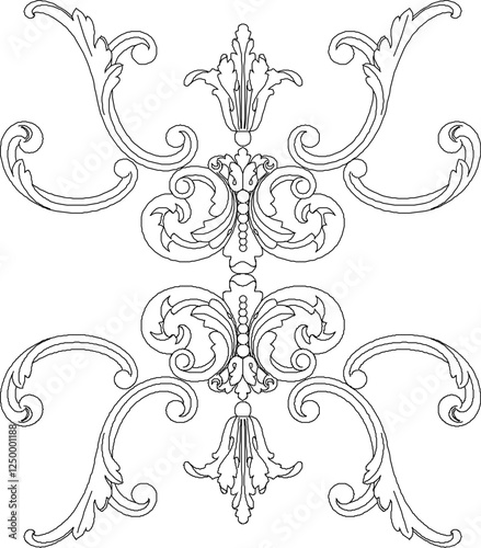 vector illustration silhouette sketch design ornament decoration carving detail classic ethnic vintage traditional