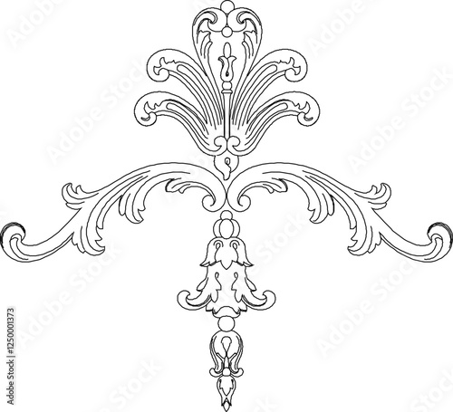 vector illustration silhouette sketch design ornament decoration carving detail for classic interior ethnic vintage traditional