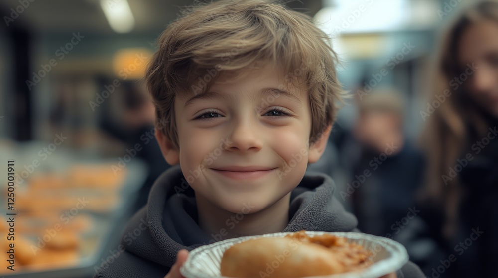 Joyful Boy Enjoying a Delicious Snack in a Casual Setting Joyful Boy Enjoying a Delicious Snack in a Casual Setting