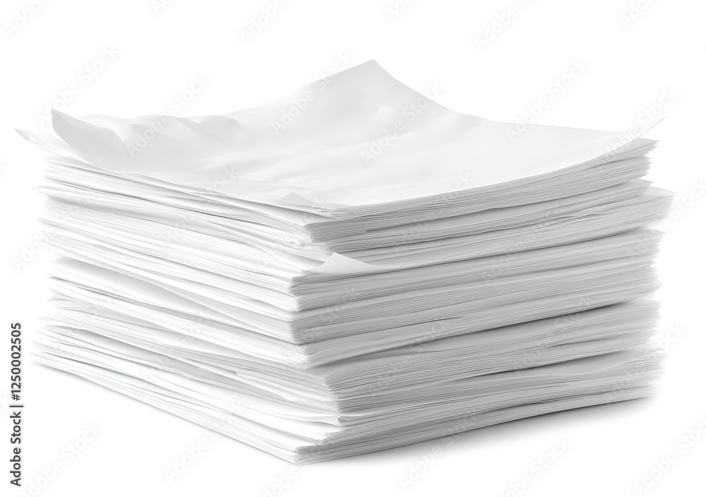 5 white blank paper sheets, white background, high-resolution photography 5 white blank paper sheets, white background, high-resolution photography