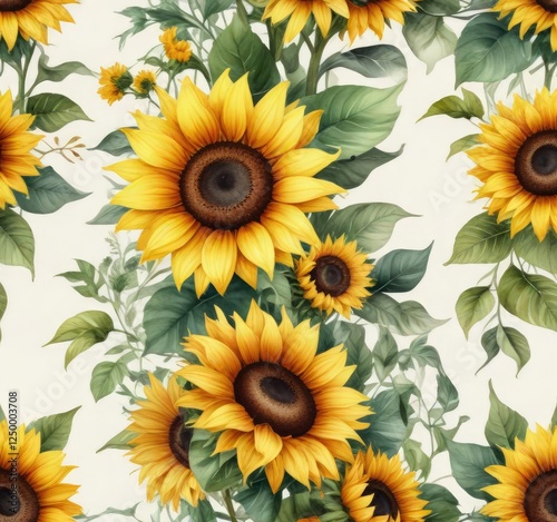 Exquisite hand-painted watercolor sunflower and leaf bouquet, watercolor, sunflower, illustration, painting