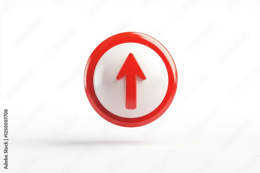 Red and white button with an arrow pointing up Red and white button with an arrow pointing up