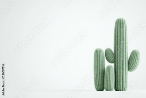 Green cactus is standing in front of a white background photo