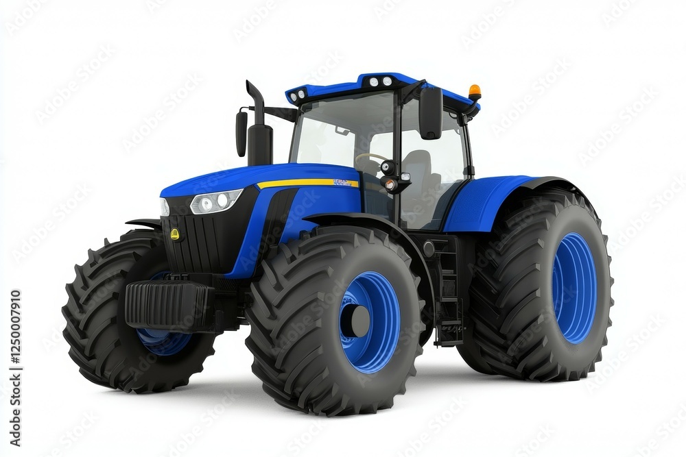 Blue and yellow tractor with a yellow stripe on the side Blue and yellow tractor with a yellow stripe on the side