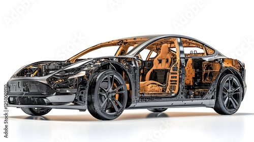 Futuristic electric vehicle with a full carbon fiber frame for enhanced weight reduction and improved energy efficiency