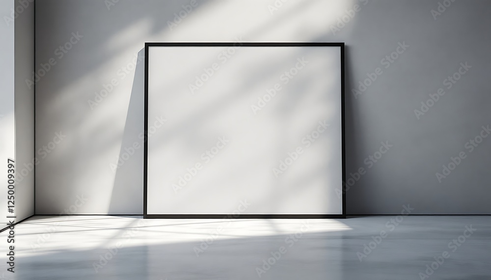 Blank Frame Mockup on Floor with Light and Shadow for Art Blank Frame Mockup on Floor with Light and Shadow for Art