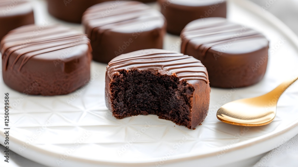 Several small round chocolate cakes, Generative AI