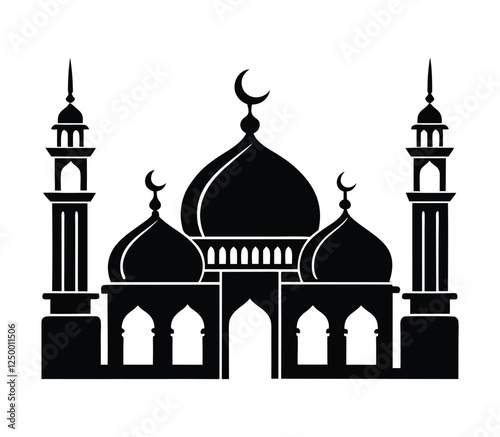 beautiful mosque building silhouette card decoration vector illustration 
