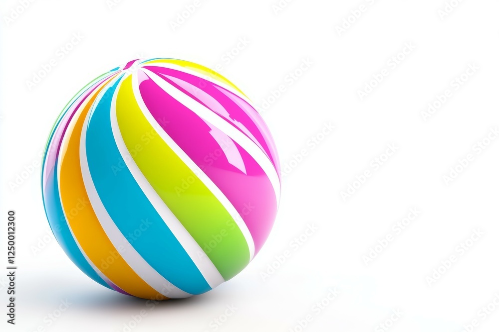 Colorful ball with stripes of pink, blue, yellow, and green Colorful ball with stripes of pink, blue, yellow, and green