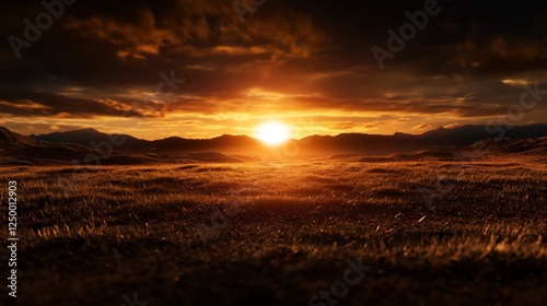 Wallpaper Mural Majestic Sunset over Golden Grasslands and Distant Mountains Torontodigital.ca