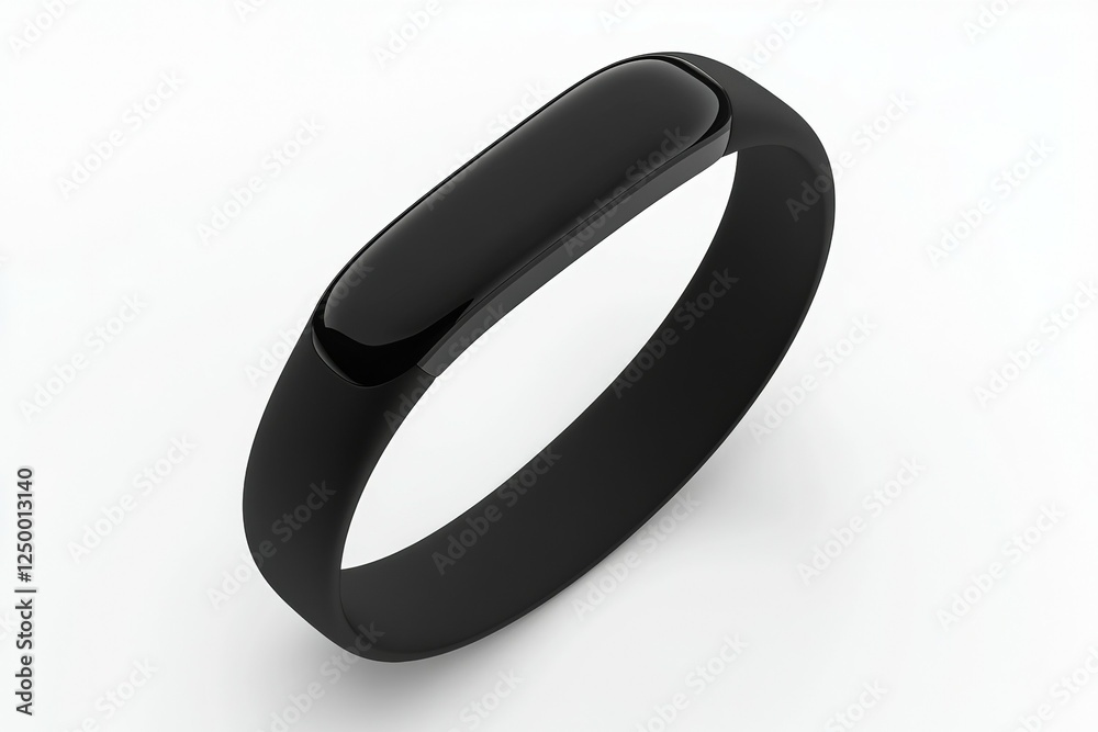 Black wristband is shown on a white background Black wristband is shown on a white background