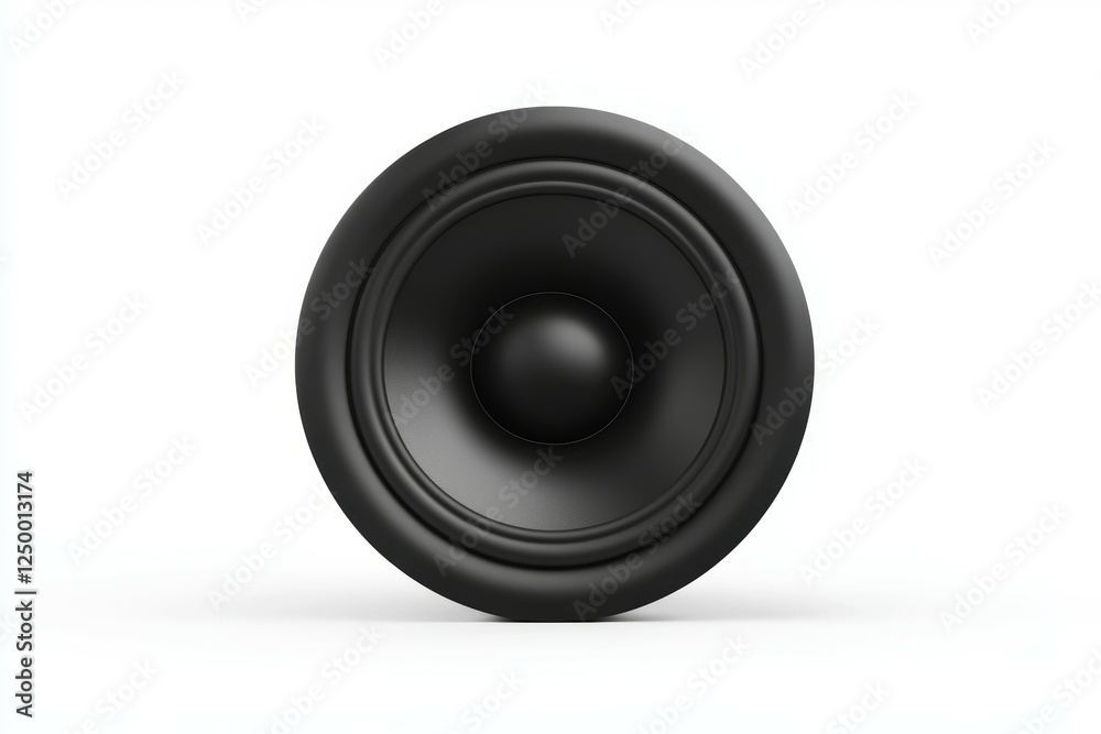 Black speaker is shown on a white background Black speaker is shown on a white background