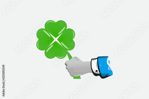 Lucky Charm Hand Offering FourLeaf Clover Good Fortune Success