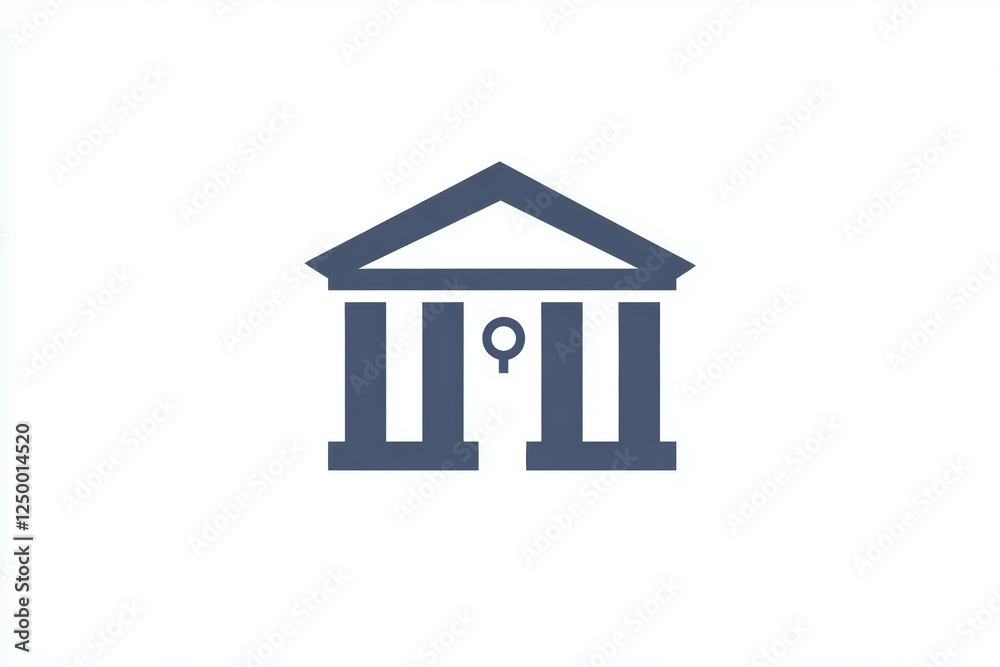 Blue building with two pillars and a keyhole in the middle Blue building with two pillars and a keyhole in the middle