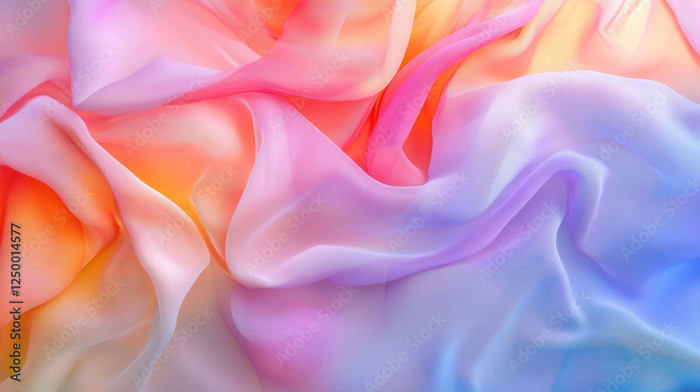 Obraz premium Ethereal abstract background featuring smooth, flowing fabric textures illuminated by glowing neon pink and deep blue hues