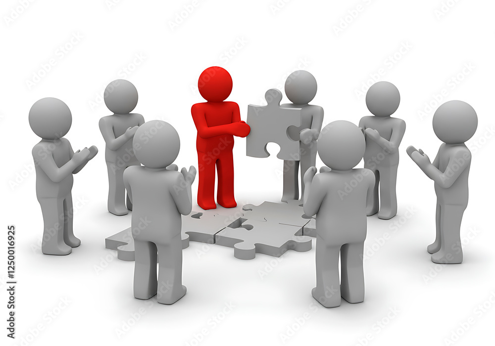 Team Completing Puzzle Illustration Teamwork Concept Team Completing Puzzle Illustration Teamwork Concept