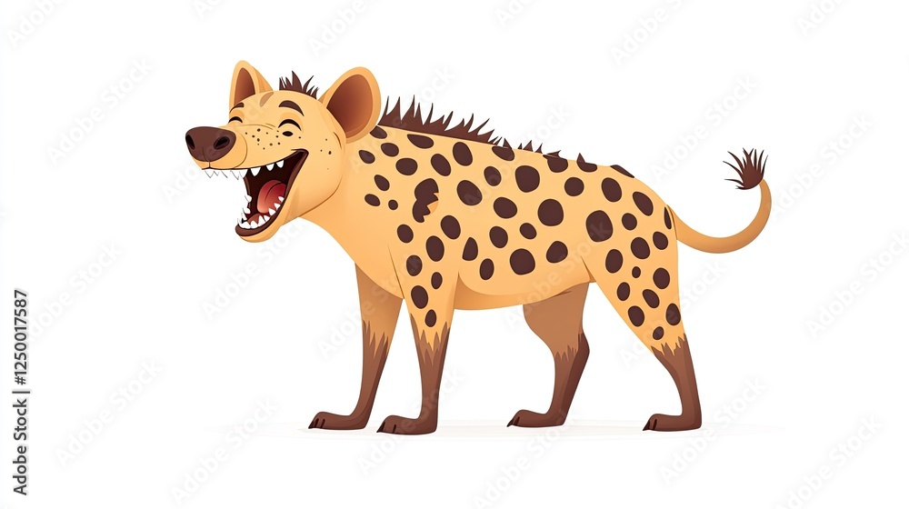 Cartoon illustration of a cheerful hyena with a playful expression on a white background Cartoon illustration of a cheerful hyena with a playful expression on a white background