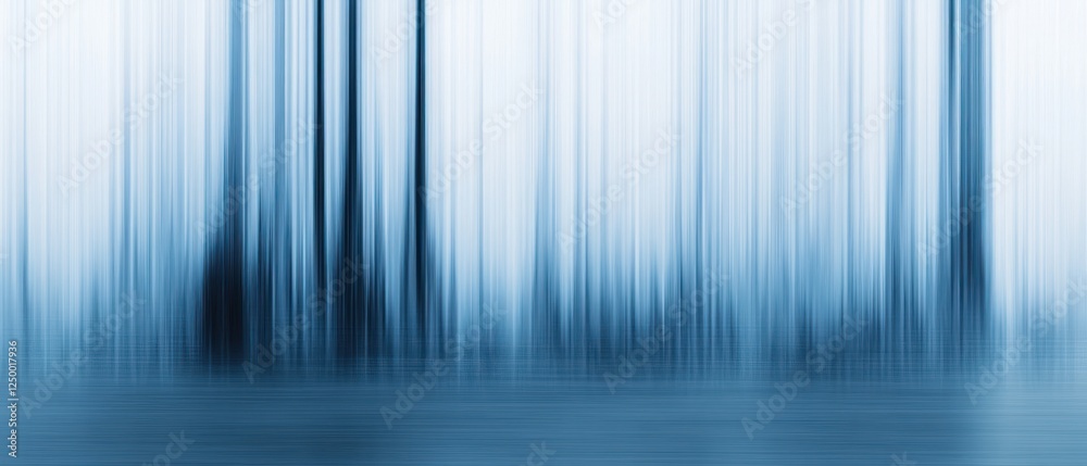 Abstract blue forest landscape with blurred trees and water Abstract blue forest landscape with blurred trees and water