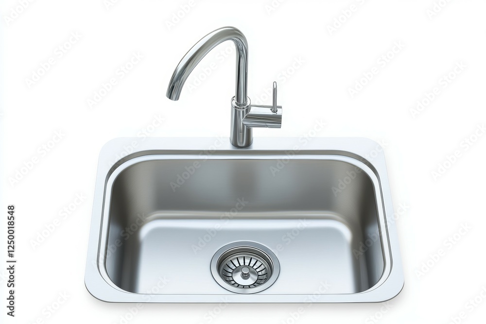 Stainless steel sink with a chrome faucet Stainless steel sink with a chrome faucet