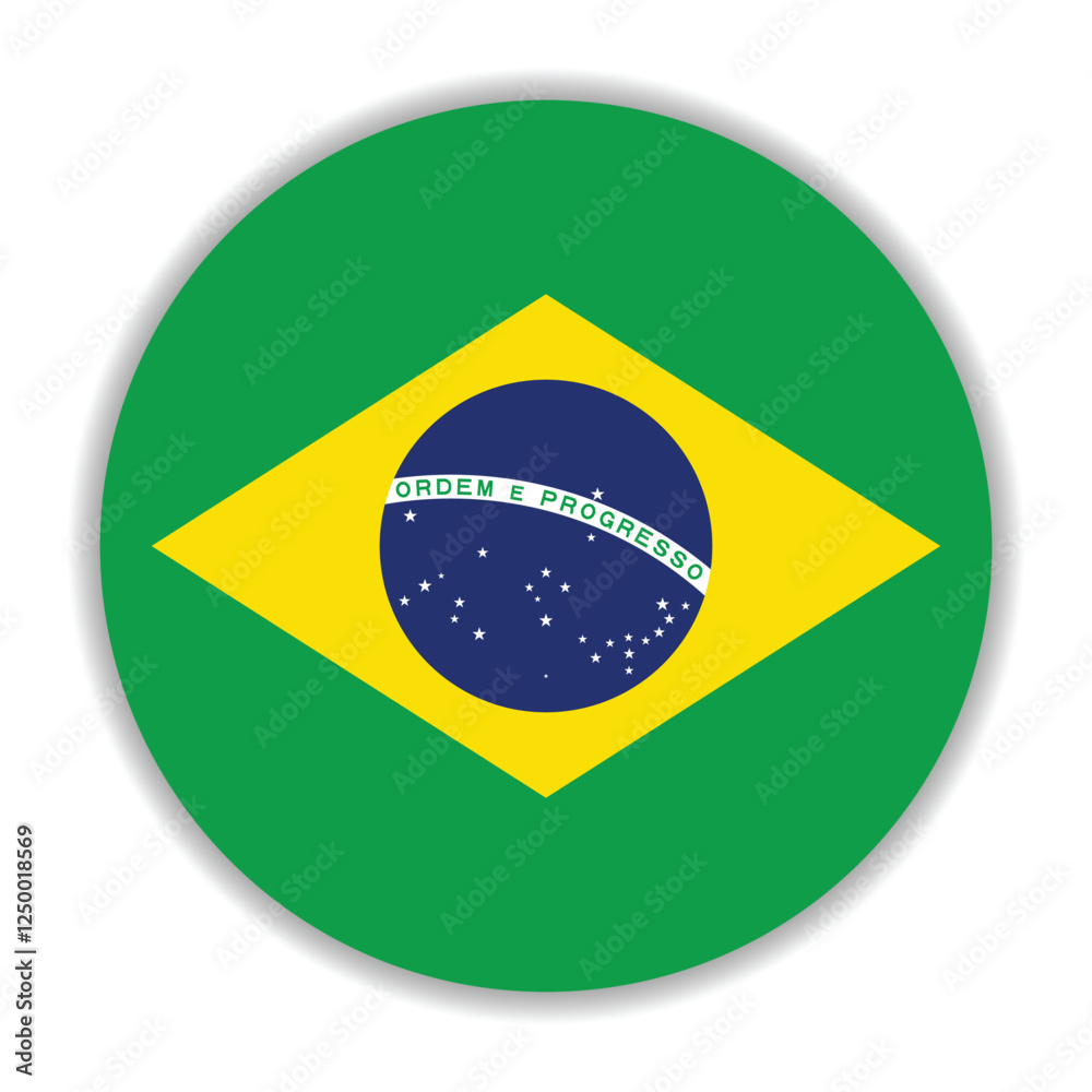Obraz premium Brazil flag. Brazil circle flag logo icon computer vector illustration design