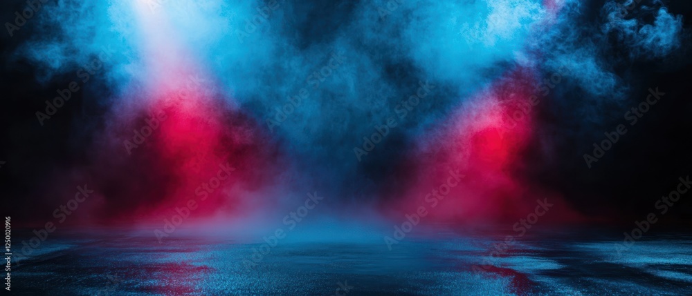 Fototapeta premium Vibrant smoke and light effects in a dark environment