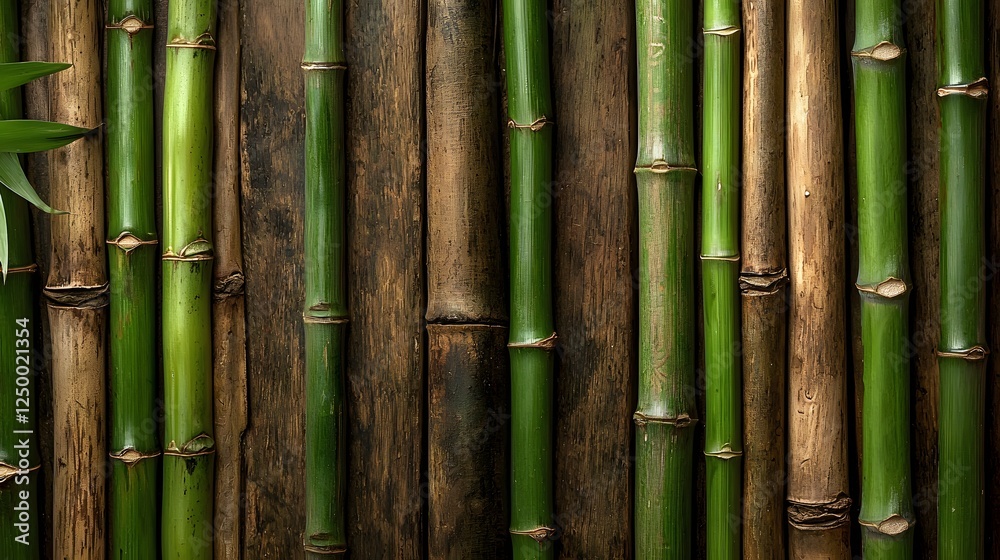 Closeup of a dense green bamboo forest with wooden trunks and stems The natural organic and ecological background is ideal for natural lifestyle imagery Closeup of a dense green bamboo forest with wooden trunks and stems The natural organic and ecological background is ideal for natural lifestyle imagery