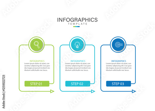 Business infographic template. 3 Step timeline journey. Process diagram, 3 options, Infographic elements vector illustration.