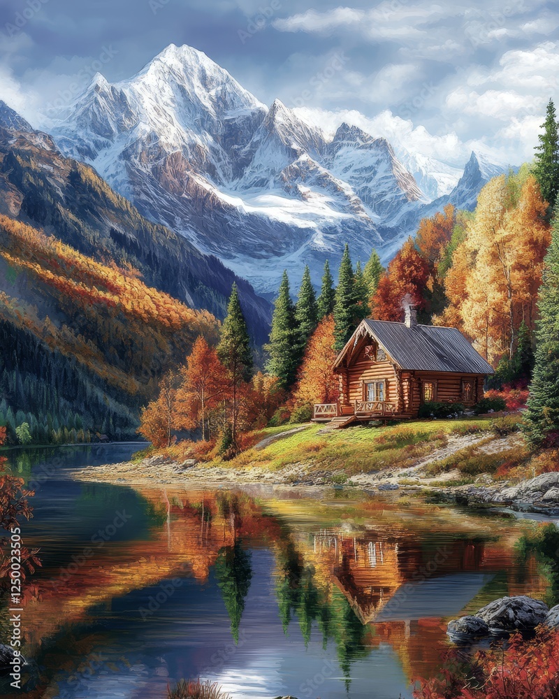 Autumn Cabin Reflecting in Mountain Lake (1) Autumn Cabin Reflecting in Mountain Lake (1)