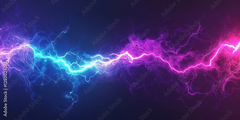 Fototapeta premium Electric neon gradient background, glowing teal magenta violet with pulsating light effects banner, poster header backdrop design