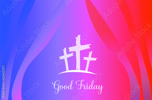 Good Friday Crosses Purple, Pink, Red Gradient Background