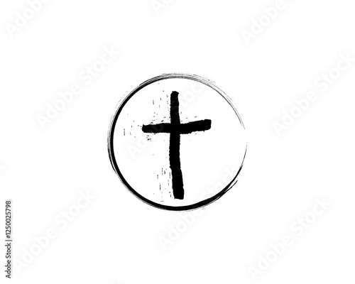 Black Cross Symbol, Grunge Circle, Religious Icon, Faith, Hope, Christian, Spiritual, Design, Brushs