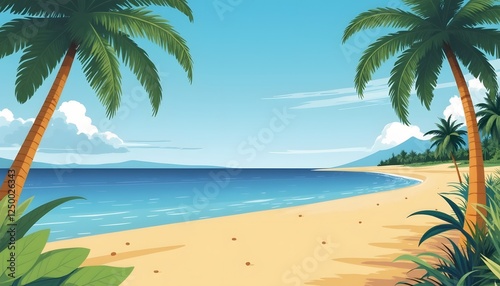 Serene Tropical Beach Paradise: Idyllic Coastal Scene