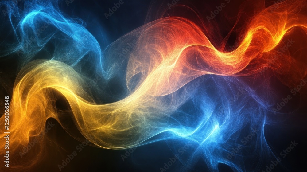 Obraz premium Colorful swirling abstract waves of light on a dark background