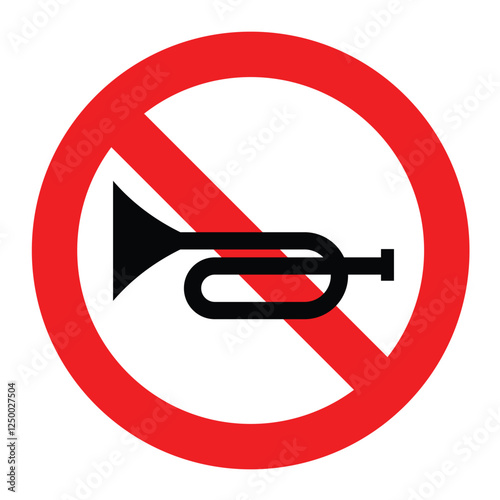 Do Not Horn, No Sound Horn Road Sign Vector Illustration, Silent Zone Warning Symbol