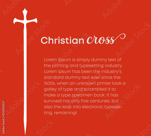Christian Cross Symbolism Faith, Religion, Red Background, Sword,  vector illustration use for broschure, poster and web banner design template