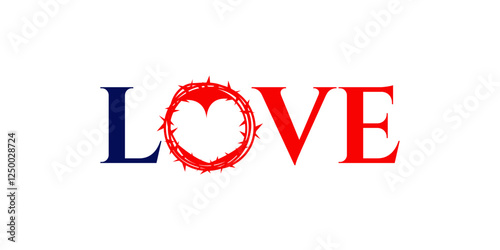 Red Love Heart Crown Thorns Devotion Faith Religious Symbol