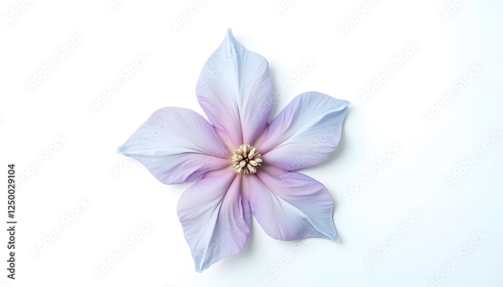 Serene Lavender Clematis Bloom on White Background Serene Lavender Clematis Bloom on White Background