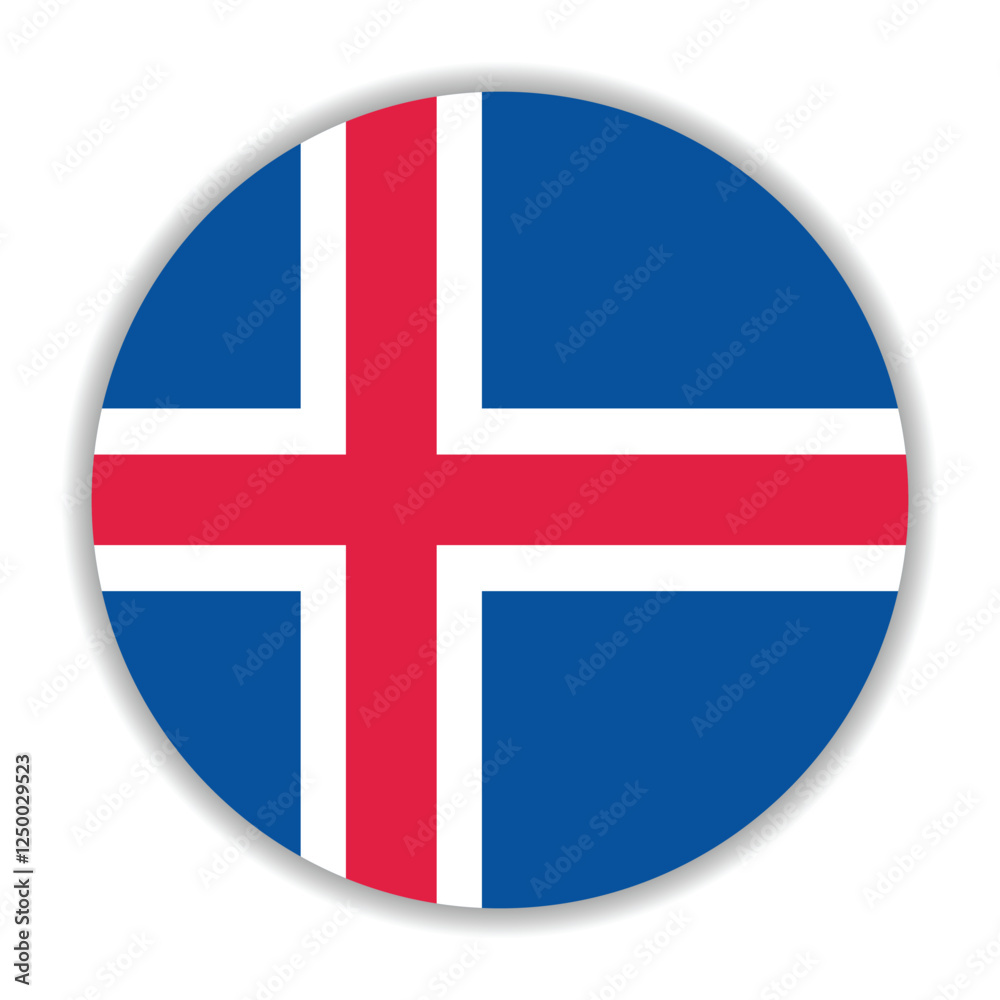 Iceland flag. Iceland circle flag logo icon computer vector illustration design Iceland flag. Iceland circle flag logo icon computer vector illustration design