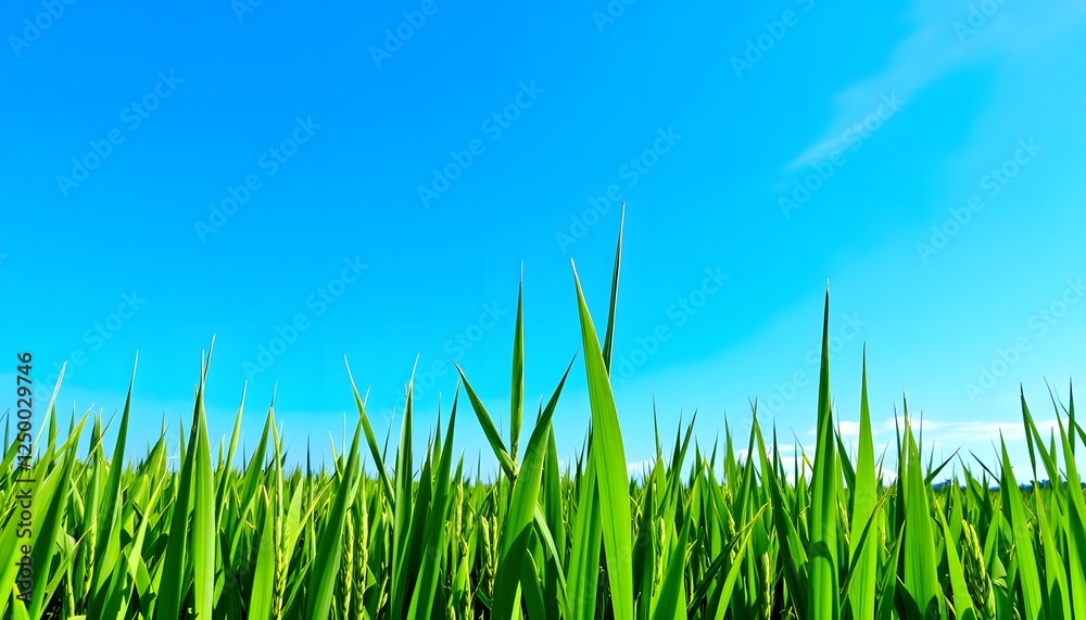 Obraz premium Vibrant Green Blades Against Azure Sky