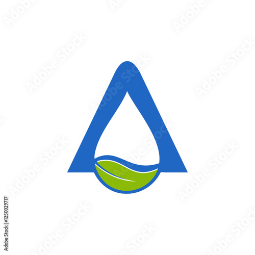 water drop with a leaf  in A letter logo design